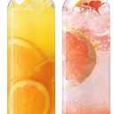 Duocesica 2 Packs Glass Water Bottles with Lid Clear Juice Bottles Reusable Bottle with Stainless Steel Cap Glass Cups Liquid Storage Containers for Juicing Beverage Refrigerator Travel-18oz