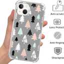 Pink White Black Christmas Trees Case Compatible with iPhone 15, Winter Christmas Cartoon Case for iPhone 15, Cool TPU Bumper Phone Case Cover