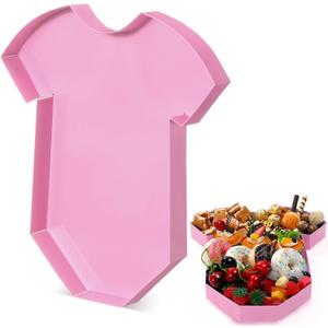 Mifoci 13.7" Baby Shower Cardboard Bodysuits Charcuterie Paper Mache Birthday Party Gender Reveal Fillable Paper Serving Trays Chocolate Candy Gift Decoration (Light Pink)