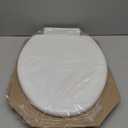 Mayfair Ashton Easy to Clean Single Hinge Toilet Seat, Modern Slow Close Wood Toilet Seat, Made in USA, Elongated, White