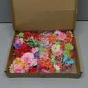 210 Pcs Mini Silk Flower Heads Small Fake Rose Daisy Faux Flowers Bulk for Crafts Artificial 3D Loose Fabric Flowers Heads Sunflower Bulk for Wedding Hair Cap Dresses Decorations (Bright Colors Mixed)