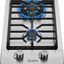 2 Burner Propane Gas Cooktop, 12" Inch LPG/NG Dual Fuel Built-in Gas Stove Top With Thermocouple, Stainless Steel Electronic Ignition Gas Hob AHT12IN20S-SD (Silver)
