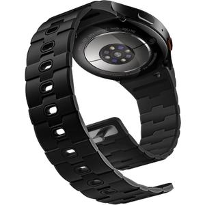Bandletic Magnetic Silicone Band Compatible with Samsung Galaxy Watch 7 6 5 4 FE 40mm 44mm/for Galaxy Watch 6 4 Classic 43mm 47mm 42mm 46mm/Watch 5 Pro 45mm, 20mm No Gap Strap for Men Women, Black