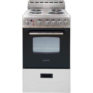 Avanti Electric Range Oven Compact Design, 2.1-Cu.Ft. Capacity with 4 Coil Burners, Framed Glass Oven Door, Storage Drawer and Broiler with Pan Perfect for Apartments, 20-Inch, Stainless Steel