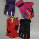 Hicarer 4 Pairs Winter Gloves for Kids Waterproof Snow Ski Gloves Girls Boys Warm Unisex Youth Clothes for Cold Weather (6 - 12 Years, Purple, Pink, Black, Red)