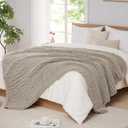 L'AGRATY Chunky Knit Blanket Throw: 50''x60'' Chenille Chunky Knitted Throw Blanket for Bed Couch - Handmade Thick Big Cable Knit Blanket - Large Crochet Rope Blanket for Home Decor(Light Linen)