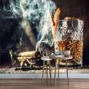 Modern Canvas Print Wallpaper Mural Whisky no ice a Cup Burning Cigar an Old Wooden Barrel Peel and Stick Removable Self Adhesive Wall Stickers for Living Room Kids Bedroom Home Decor (66x96inch, Multi8)