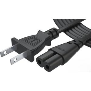 Pwr AC Cable Replacement Power Cord 2 Prong 6 Feet (Black)