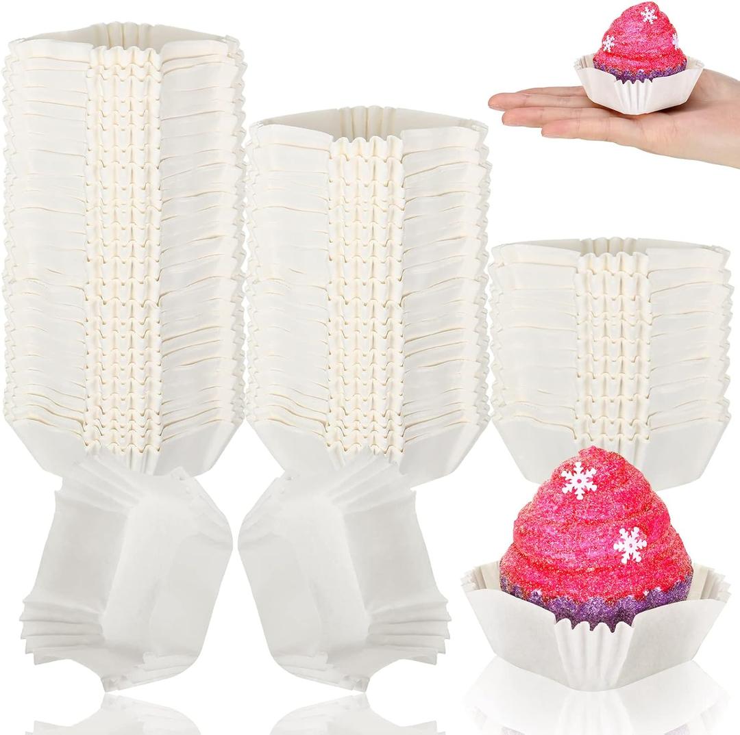 Tanlade 350 Pcs Square Mini Cupcake Liners Disposable Brownie Baking Pan Liners Paper Baking Cup for Cup and Cupcakes Party Supplies for Weddings Birthdays Bridal(White)