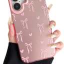 ZTOFERA for iPhone 17 Case,Cute Pink Ribbon Bow Tie Aesthetic Phone Case,Trendy Slim Hard IMD Shockproof Protective Bumper Phone Cover for Women Girls,Heart