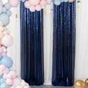 ShinyBeauty Sparkle Backdrop Curtain Navy Blue 2 Panels Set Sequin Photo Backdrop 2FTx8FT Sequin Backdrop Curtain Pack of 2-1220S
