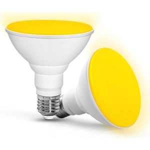 Flaspar 2 Pack PAR30 Yellow Bug Light Bulb Outdoor, 100W Equivalent Yellow Amber Flood Bug Lights for Outside, 12W LED Bulb E26 Base Flood Bulbs for Porch Lights, Hallway,Halloween, Christmas Decor