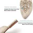 Tilocow Pearl Decor Mules for Women Flats Pointed Toe Backless Flat Slip On Slides Women's Mule Shoes (7, Beige Lace)