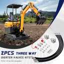 2 Pack 3 Way Hydraulic Diverter Valves Kit for 1-2 Ton Mini Excavators, with 31 inch Hydraulic Hoses, Quick Connectors & Auxiliary Connector. Excavator Attachments Fit M14 Hose, 10 x 14 x 3 inches