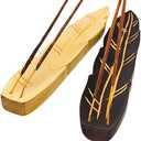 CALMVEDA, Frankincense and Myrrh Incense with Wooden Incense Holder (80 Sticks + 2 Holders) | Beautiful Natural Incense and Holder Combo for Home Decor and Spiritual Practice