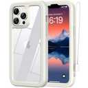 ANB for iPhone 12 Pro Max Case,Hard PC+Soft Silicone 3in1 Heavy Duty Military Grade Shock Resistant Cover for iPhone 12 Pro Max Case 6.7 Inch. (White)