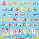 55 Pcs Colorful Fishs Sea Animals Stickers Glow in The Dark, Vinyl Sea Animals Water Bottle Sticker Pack for Teens, Waterproof Skateboard Laptop Decals for Adults Students Kids Girls Boys (Luminescent-056ksxx)
