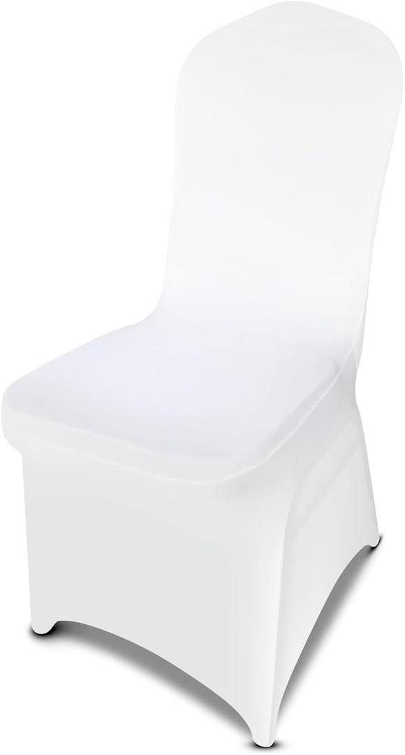 LIUJIAYI 50 Pcs White Stretch Chair Covers - Premium Polyester Spandex Slipcovers for Wedding, Party, Banquet, Dining & Event Chairs
