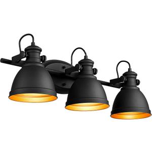 Industrial Bathroom Vanity Lamp, 3-Light Wall Mounted Vanity Lighting Fixture Over Mirror, Black Metal Frame, AD-2152-3W