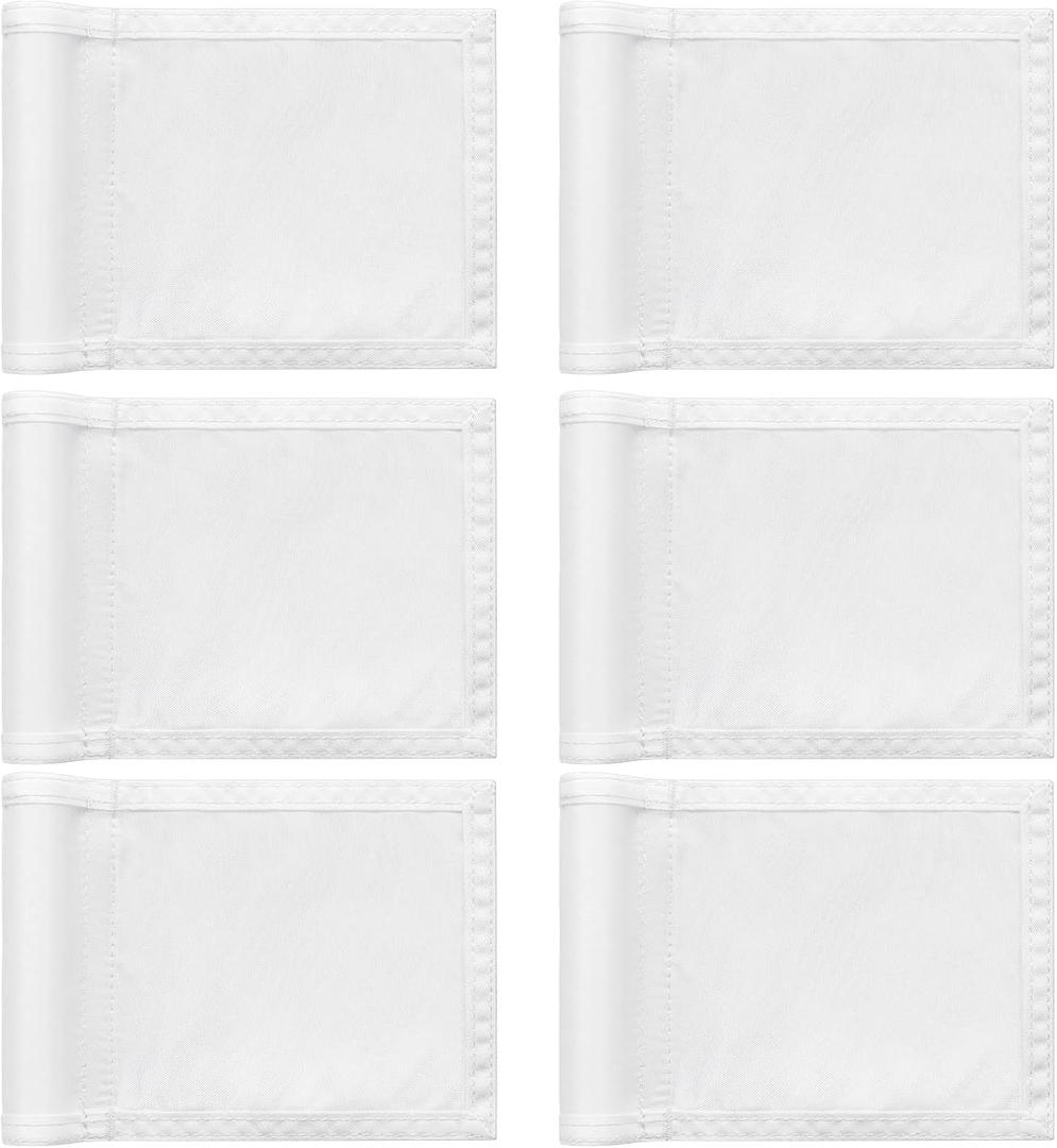Oudain 6 Pcs Golf Target Flag with Tube Inserted Waterproof Putting Golf Flags 420D Nylon Mini Pin for Yard Indoor Outdoor Backyard Garden Portable, 8 x 6 Inch (White)