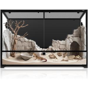 67 Gallon Reptile Tank Large Full Glass Terrarium, Bearded Dragon Tank Front Opening Reptile Enclosure Cage with Anti Escape Ventilated Top Lid for Snake Gecko Lizard Turtle 36''x18''x24''