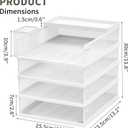 FANXIYQ Stackable Letter Trays, 4 Tier Metal Paper Tray & Desk Organizer, Stackable File Trays for Office & Home, Multi-Functional Document Tray with Fine Grid Design & Magnetic Labels,White