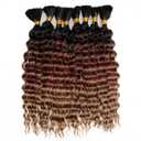 YXCHERISHAIR 8 Packs Boho Hair For Braiding Curly Braiding Hair for Boho Braids Ombre Deep Wave Bulk Hair Wet and Wavy Bohemian Braiding Hair Extensions No Weft(1B/30/27, 14inch)