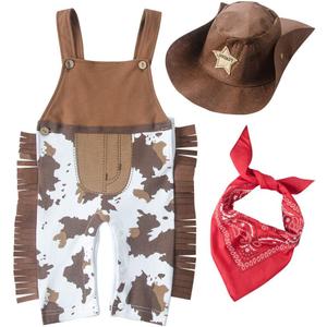 LXKIKMM May's Baby Baby Toddler Boys The Cowboy Romper Halloween Dress up Children's Clothing (12-18 Months, Brown)