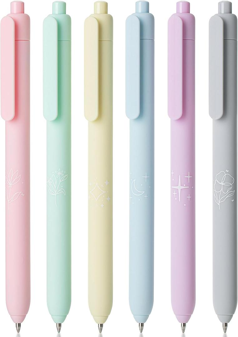 Mr. Pen- Retractable Gel Pens, 6 Pack, Color Ink Gel Pens Fine Point, Pastel Colors, 0.7mm, Back to School Supplies