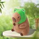 Cute Capybara Plush Soft Capybara Stuffed Animal with Frog Hat Kawaii Capybara Plush Toys Stuffed Capybara Doll Pillow Birthday Gifts Kids Girls Boys 12 inch