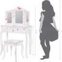 UTEX Kids Vanity Table and Chair Vanity Set with Mirror Makeup Dressing Table with Drawer, Play Vanity Set,White
