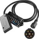 AUTOXBERT 8FT 7 Way Plug Trailer Cord 7-Pole 7 Pin Inline Junction Box Wiring Harness Kit Camper Truck Weather Proof RV Light Plug Socket (with Junction Box)