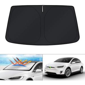 KUST Windshield Sun Shade for 2016-2024 2025 2026 Tesla Model X Tesla X Accessories Sunshade Window Sun Visor Protector Foldable Blocks UV Rays Keep Your Car Cooler KUST Windshield Sun Shade for 2016-2024 2025 2026 Tesla Model X Tesla X Accessories Sunshade Window Sun Visor Protector Foldable Blocks UV Rays Keep Your Car Cooler