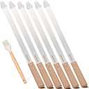 6PCS 23.6" Long Brazilian BBQ Skewers for Grilling, Flat Stainless Steel Kabob Skewers, Metal Koobideh Barbecue Skewer 1" Wide Blade with Silicone Brush for Persian Shish Picanha Adana Kebab