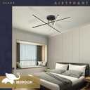 Modern LED Chandelier 24W Dimmable Black Semi Flush Mount Ceiling Light Fixture for Kitchen Dining Room Foyer Entry, 23.82"