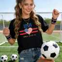 LOTUCY Women USA Soccer Shirt USA Flag Heart Printed Short Sleeve Shirt (M)