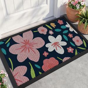 Front Door Mat, Heavy Duty Non-Slip Rubber Dirt Trapper 35.5"x24"