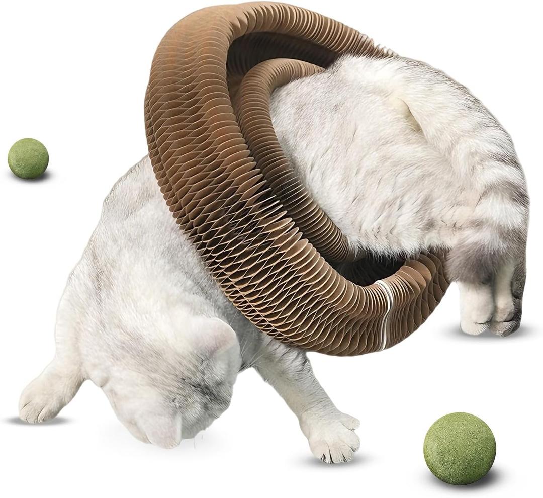 New Mint Ball Cat Scratching Board Toy, Upgrade Magnetic Interactive Kitty Toy, Shape Shifting Cardboard Cats Toys for Entertaining, Magic Organ Cat Scratcher Pads for Indoor Cats (2 pcs)