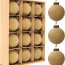12 Pcs Velvet Christmas Balls Bulk Shatterproof Plastic Christmas Tree Decorations for Decorative Hanging Baubles (12, Khaki, 3.15Inch)