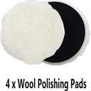 IPELY 6 Pcs 6 Inch Wool Polishing Buffing Pad Polishing Buffing Wheel for Drill Buffer Attachment with M14 Drill Adapter