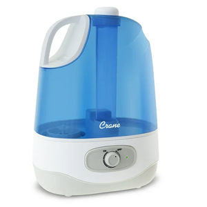 Crane USA Ultrasonic Cool Mist Humidifier, 1.0 Gallon, 24 Hour Run Time, Whisper Quiet, 500 Sq. ft. Coverage, Blue/White