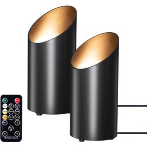 Brightown 2 Pack Uplights Indoor Floor Can Lights - 6000K LED Up Lights with Remote and Timer, 3 Color Temperatures and Dimmable Uplighting Spotlights for Dark Corner Sofa House Plant Picture (Black)