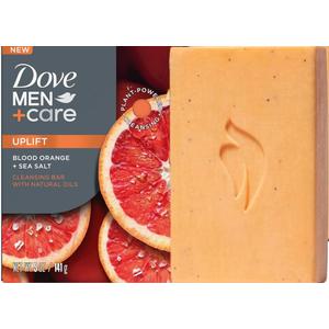 DOVE MEN Cleansing Bar Soap Blood Orange + Sea Salt 1 Bar 5 oz To Rebuild Skin in the Shower, a 4in1 Hair, Body, Face & Shaving Bar with Plant-Based Cleanser and Natural Oils
