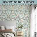 JiffDiff Wildflowers Floral Peel and Stick Wallpaper, Flower and Leaf Contact Paper Boho Removable Waterproof Self Adhesive Wall Paper for Bedroom Bathroom, 17.3" x 475"(56 sq. ft) (Beige, Coral)