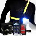 AVANTO Triple Beam Chest Lamp, Original, 500 Lumen LED Night Running Lights for Runners, Dog Walking Light, Long 5-7h Usetime, USB-C Rechargeable Battery, Running Headlamp, Reflective Vest (Yellow Straps_NP)