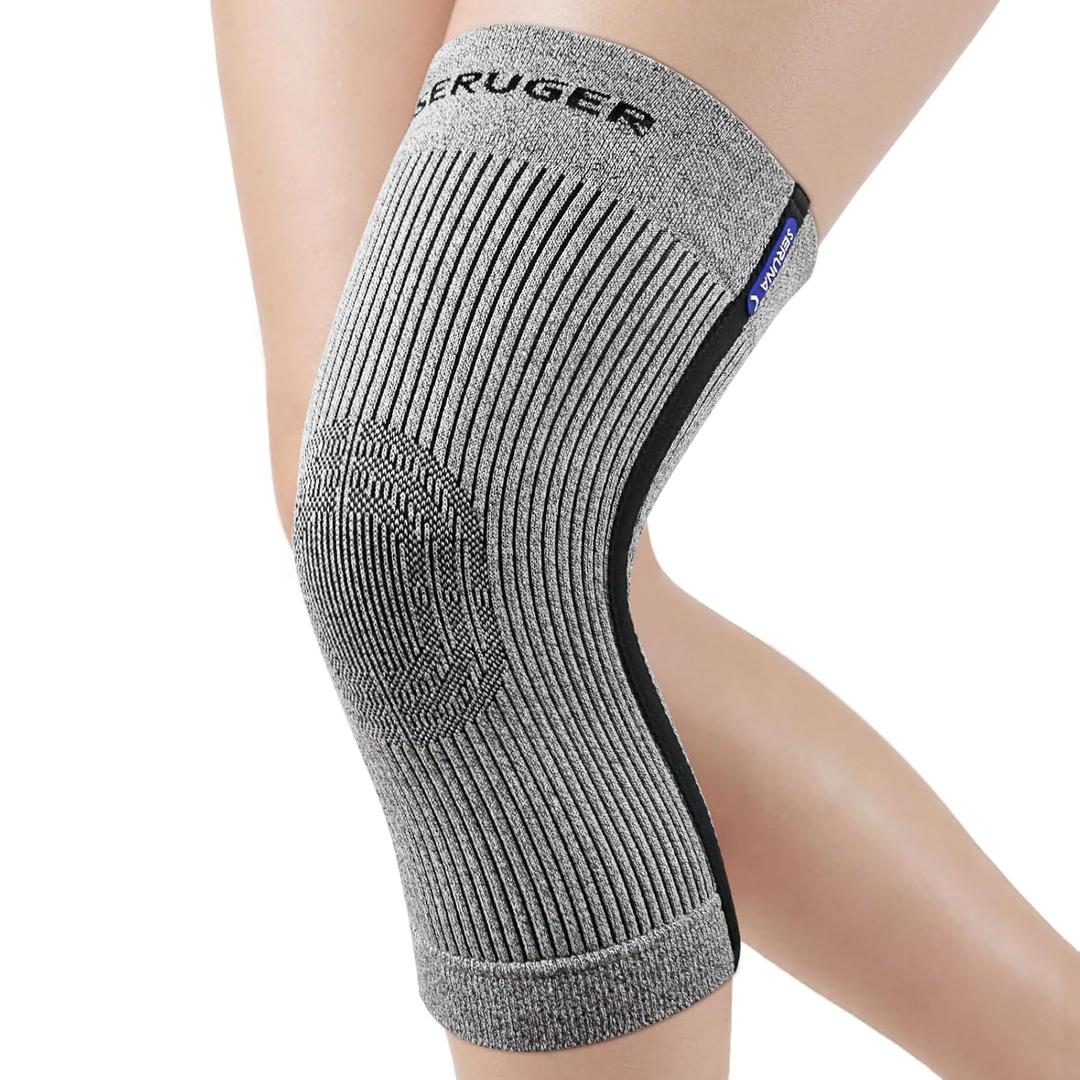 Premium Recovery Knee Compression Sleeve,Gray,S | Germanium & Bamboo Charcoal Infused Knee Brace for Improved Circulation, Joint Stability, and Pain Relief​