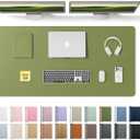 YSAGi Leather Desk Protector, Office Mat, Large Mouse Mat, Non-Slip PU Leather Blotter, Laptop Desk, Waterproof Writing Pad for Office and Home (Green, 47.2" x 23.6")