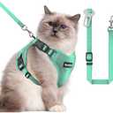 Cat Harness and Leash for Walking, The Upgrade Can be Adjusted in Four Directions and Breathable Cat Harness for Anti Escape that can be Fitted and Positioned, Reflective Strips Harness, Green,M (Medium (13-18lb))