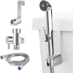 Handheld Bidet Sprayer for Toilet,Adjustable Water Pressure with Bidet Hose for Feminine Wash, Zinc Alloy Muslim Shower Bathroom Bidet Sprayer Set for Baby Wash,Support Wall or Toilet Mount