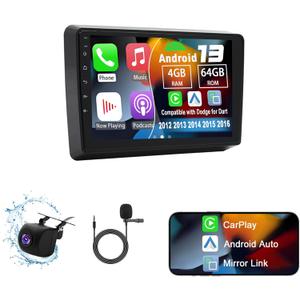 Android 13 Car Radio Compatible with Dodge for Dart 2012 2013 2014 2015 2016, 4G+64G 9" Touch Screen Car Stereo Radio with Wireless Carplay Android Auto GPS WiFi Mic Backup Camera